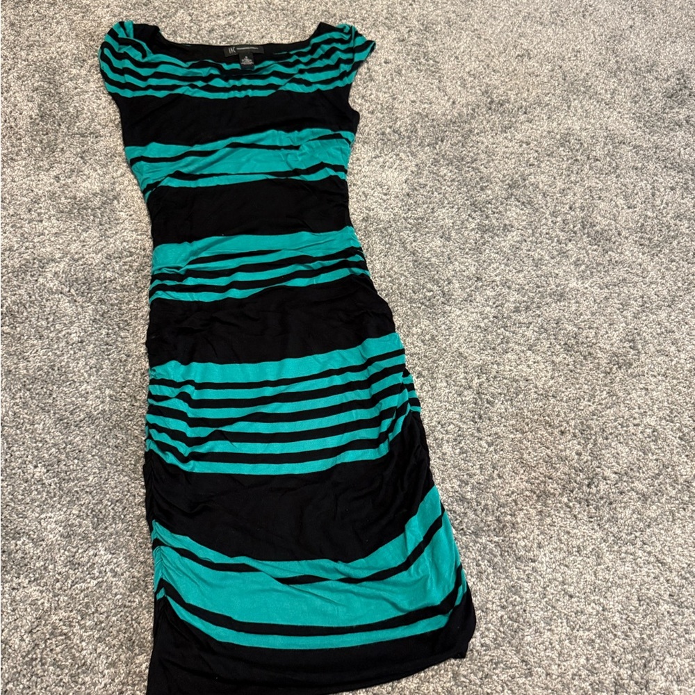 Striped Black and Teal Dress